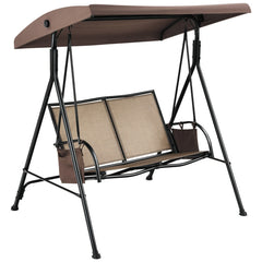 2-Person Patio Swing with Adjustable Canopy and 2 Storage Pocket