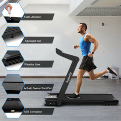 4.0 HP Foldable Electric Treadmill with LED Touch Screen and APP Connection