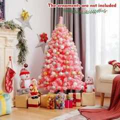 4.5/6.5/7.5 Feet Pink Christmas Tree with Snow Flocked PVC Tips and Metal Stand