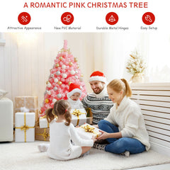 4.5/6.5/7.5 Feet Pink Christmas Tree with Snow Flocked PVC Tips and Metal Stand