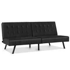 Convertible PU Leather Sofa Bed with Adjustable Backrest for Living Room