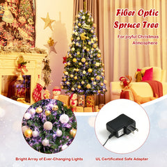 5/7 FT Pre-lit Multi-Colored Fiber Optic Spruce Artificial Christmas Tree