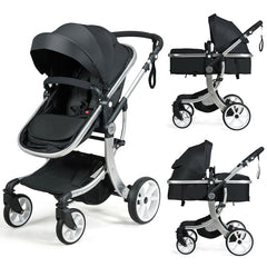 2-in-1 Foldable High Landscape Baby Stroller with Diaper Bag