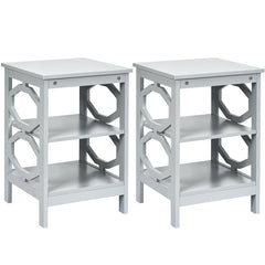 2 Pieces 3-Tier End Table with Stable Structure for Living Room