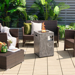 16 Feet Square Outdoor Propane Fire Pit with Lava Rocks Waterproof Cover 30,000 BTU