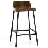Industrial 24.5 Inches Bar Stool with Backrest and Saddle Seat