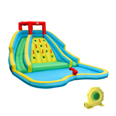 Inflatable Water Park Bounce House with Double Slide and Climbing Wall with 735W Blower
