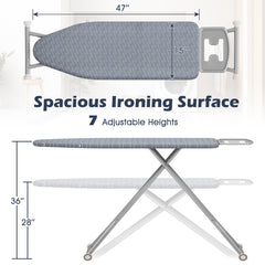 Ironing Board with Iron Rest and Removable Silver