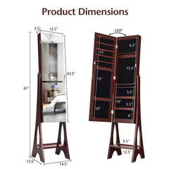 Freestanding Jewelry Cabinet Armoire Organizer with Bevel Edge Mirror