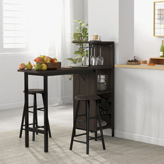 3 Piece Bar Table and Chairs Set with 6-Bottle Wine Rack