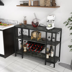 Industrial Wine Rack Wine Bar Cabinet with Storage Shelves