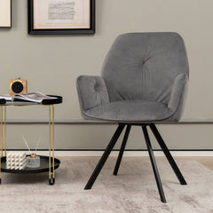 Set of 2 Swivel Accent Arm Chairs with Metal Legs and Wide Back