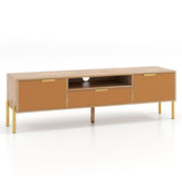 Mirrored TV Stand for TV up to 65 Inch with Spacious Tabletop and 2 Storage Cabinets