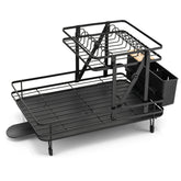 2-Tier Collapsible Dish Drainer Rack with Removable Drip Tray