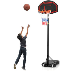 Adjustable Kids' Basketball Hoop Stand with Durable Net and Wheel
