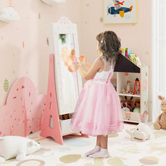 Kids Jewelry Cabinet with Full-Length Mirror and Foldable Drawer