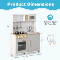 Kids Kitchen Playset with Lights Sounds Microwave Stoves Sink Oven and Cooking Accessories