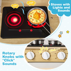 Kids Kitchen Playset with Lights Sounds Microwave Stoves Sink Oven and Cooking Accessories