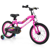 16/18 Inch LED Lighted Kids Bike with Training Wheels and Headlight for Ages 4-8 Years