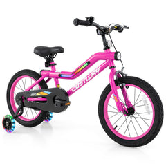 16/18 Inch LED Lighted Kids Bike with Training Wheels and Headlight for Ages 4-8 Years