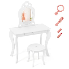 Kids Princess Makeup Dressing Play Table Set with Mirror