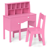 Kids Study Desk and Chair Set with Chair Hutch and Storage Cabinet for 3+ Years Old