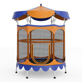 64 Inch Kids Trampoline with Detachable Canopy and Safety Enclosure Net