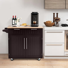 Kitchen Island Cart Rolling Storage Trolley with Towel Rack and Drawer