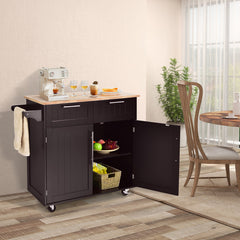 Kitchen Island Cart Rolling Storage Trolley with Towel Rack and Drawer