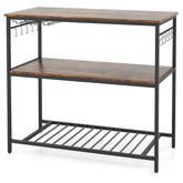 3 Shelves Kitchen Island Industrial Prep Table with Bottom Wine Rack