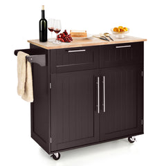 Kitchen Island Cart Rolling Storage Trolley with Towel Rack and Drawer