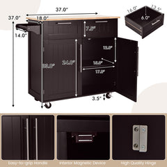 Kitchen Island Cart Rolling Storage Trolley with Towel Rack and Drawer