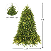 5/6 Feet Artificial Fir Christmas Tree with LED Lights and 600/1250 Branch Tips