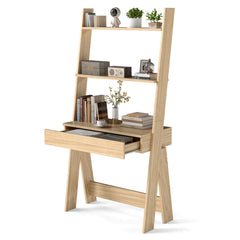 Ladder Shelf Desk with Pull-out Drawer and Anti-Toppling Device