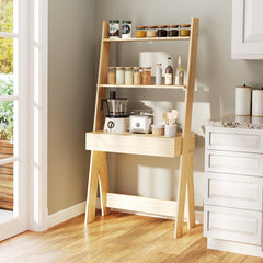 Ladder Shelf Desk with Pull-out Drawer and Anti-Toppling Device