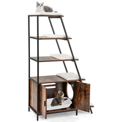 Large Cat Litter Box Enclosure with Storage and Ladder Shelf