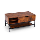 Lift Top Coffee Table with Hidden Compartment and Removable Storage Shelf