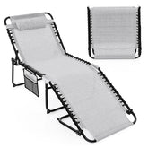 4 Position Folding Lounge Chaise with Adjustable Backrest and Footrest