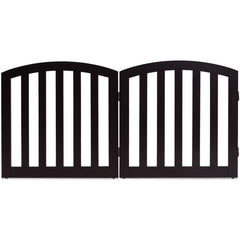 24 Inch 2 Panel Configurable Folding Free Standing Wooden Pet Safety Fence with Arched Top