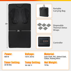 Infrared Sauna Blanket for Home Use with Arm Sleeves Wraps and Carry Bag