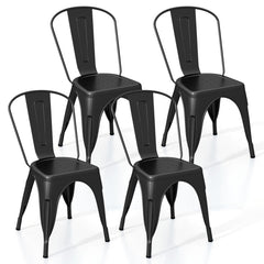 Metal Dining Chairs Set of 4 with Removable Backrest for Dining Room Restaurant Living Room