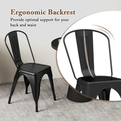 Metal Dining Chairs Set of 4 with Removable Backrest for Dining Room Restaurant Living Room