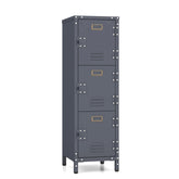 Metal Storage Locker with 3 Lockable Doors and Adjustable Feet
