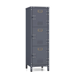 Metal Storage Locker with 3 Lockable Doors and Adjustable Feet