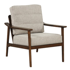 Modern Accent Chair with Rubber Wood Armrests and Legs for Living Room