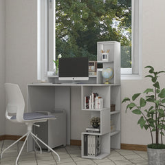 Modern Computer Desk with Storage Bookshelf and Hutch for Home Office