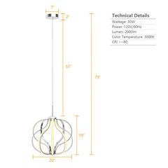 Modern Dimmable Warm White LED Chandelier