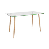 Glass Rectangular Dining Table with Metal Legs