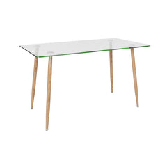Glass Rectangular Dining Table with Metal Legs