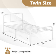 Modern Metal Platform Bed with Headboard and Footboard